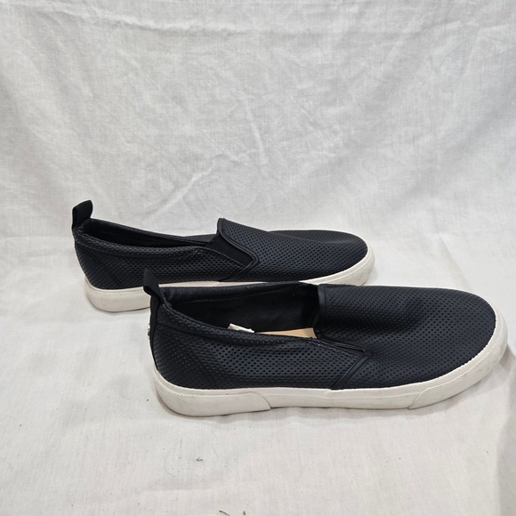 Women's Black Perforated Slip On Sneakers Casual Comfort Shoes Sz 8.5 - Picture 3 of 7